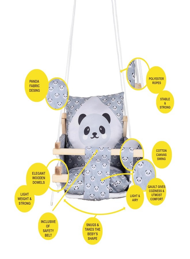 BOFFLE أرجوحة خشبية معلقة للأطفال من بوفل، أرجوحة حديقة قابلة للتعديل مع وسادتين | تتحمل وزنًا يصل إلى 20 كجم (من سنة إلى 3 سنوات) - Image 5